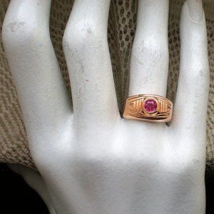 NEW OLD STOCK NWT Russian USSR Solid 14K 585 Rose Pink Gold Pink Tourmaline RING